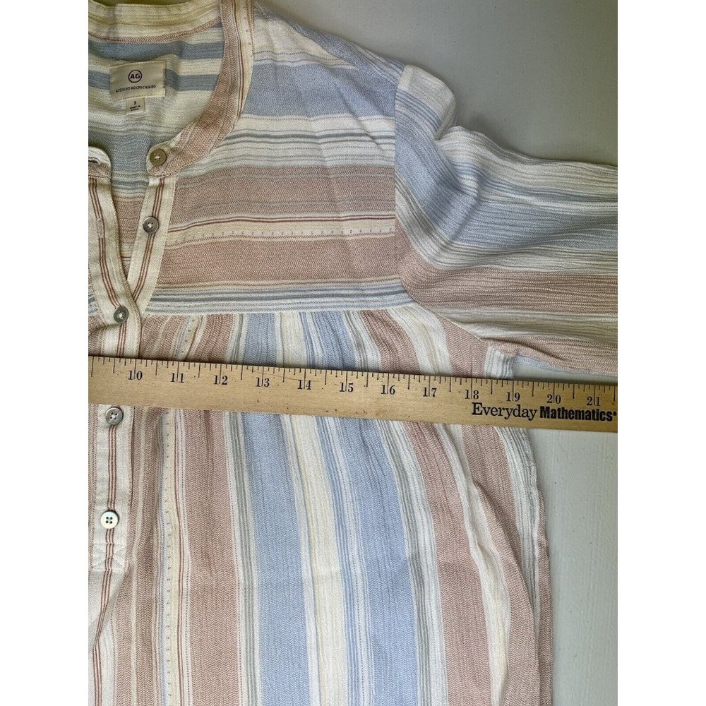 AG Adriano Goldschmeid Claire Shirt Striped Blouse Blue White Red Rayon - Picture 6 of 13